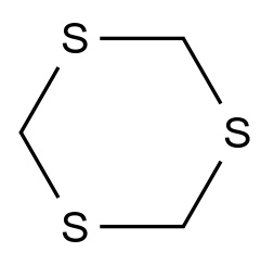 291-21-4
1,3,5-Trithiacyclohexane
1,3,5-Trithiane
s-Trithiane
5-19-09-00105 (Beilstein Handbook Reference)
AI3-09774
BRN 0079834
EINECS 206-029-7
Formaldehyde, thio-, trimer
NSC 1937
Thioform [Czech]
Trimethylene trisulfide
Trimethylentrisulfid [Czech]
sym-Trithian [Czech]
Trithioformaldehyde
sym-Trithian
Thioform
Trimethylentrisulfid CAS 291-21-4 chemical structure