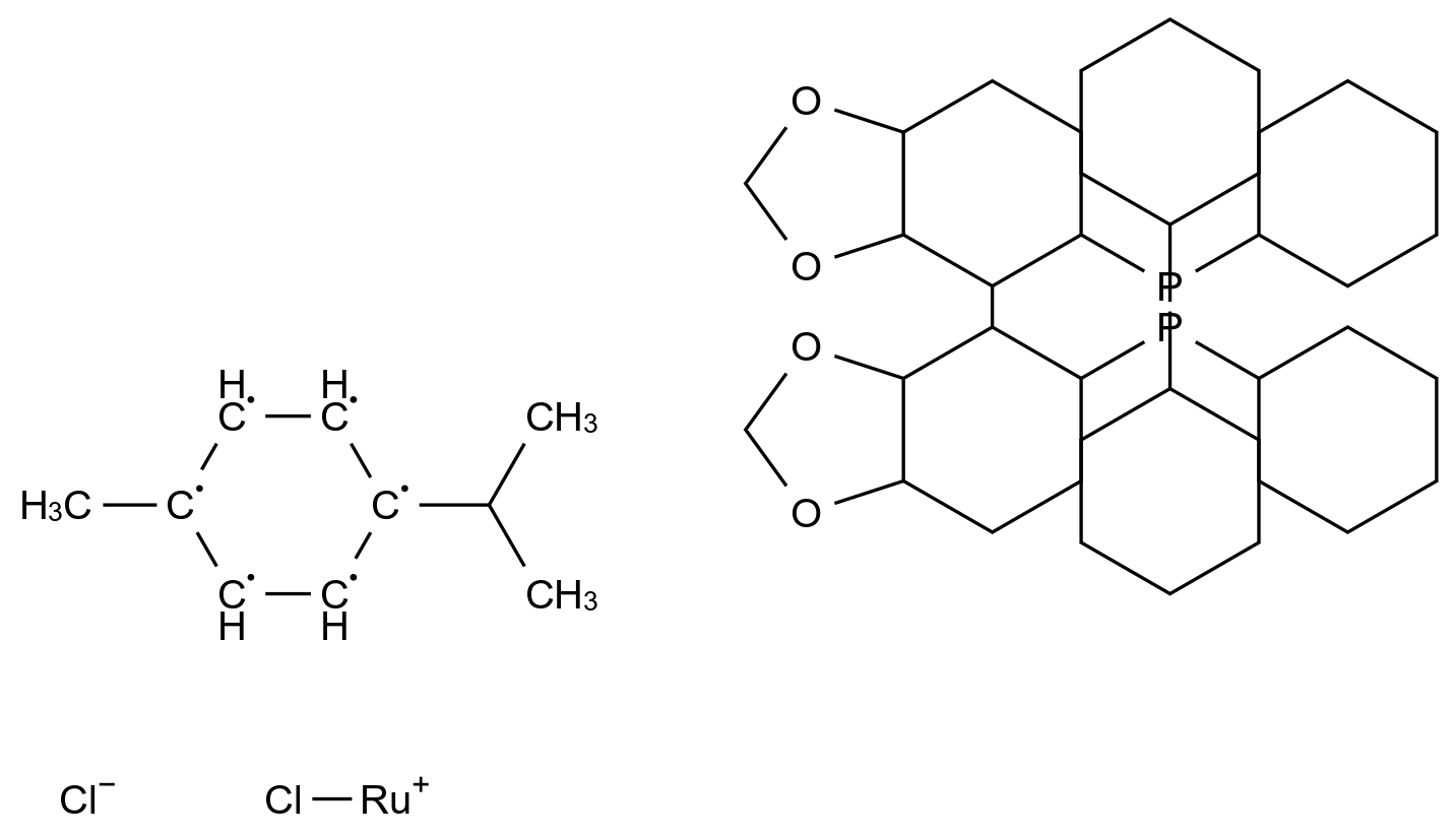 CAS No.:944451-28-9,Chloro[(R)-(+)-5,5'-bis(diphenylphosphino)-4,4'-bi-1,3-benzodioxole](p-cymene)ruthenium(II) chloride, [RuCl(p-cymene)((R)-segphos)]Cl
944451-28-9
(R)-RUCL[(P-CYMENE)(SEGPHOS(R))]CL;(S)-RUCL[(P-CYMENE)(SEGPHOS(R))]CL;CHLORO[(R)-(+)-5,5'-BIS(DIPHENYLPHOSPHINO)-4,4'-BI-1,3-BENZODIOXOLE](P-CYMENE)RUTHENIUM(II) CHLORIDE;CHLORO[(S)-(-)-5,5'-BIS(DIPHENYLPHOSPHINO)-4,4'-BI-1,3-BENZODIOXOLE](P-CYMENE)RUTHENIUM(II) CHLORIDE;[RUCL(P-CYMENE)((R)-SEGPHOS(R))]CL;[RUCL(P-CYMENE)((S)-SEGPHOS(R))]CL;Chloro[(R)-(+)-5,5'-bis(diphenylphosphino)-4,4'-bi-1,3-benzodioxole](p-cymene)ruthenium(II) chloride, [RuCl(p-cymene)((R)-segphos)]Cl
SC10131