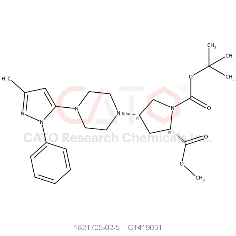 CAS No.:1821705-02-5,1-(tert-Butyl) 2-methyl (2S,4S)-4-(4-(3-methyl-1-phenyl-1H-pyrazol-5-yl)piperazin-1-yl)pyrrolidine-1,2-dicarboxylate