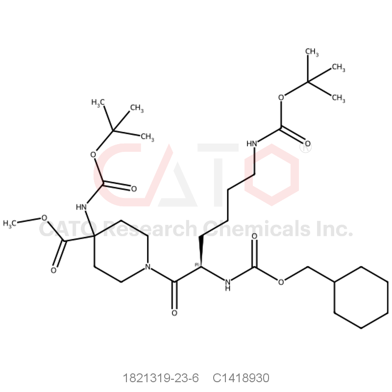 CAS No.:1821319-23-6,methyl 1-[(2R)-2-(benzyloxycarbonylamino)-6-(tert-butoxycarbonylamino)hexanoyl]-4-(tert-butoxycarbonylamino)piperidine-4-carboxylate