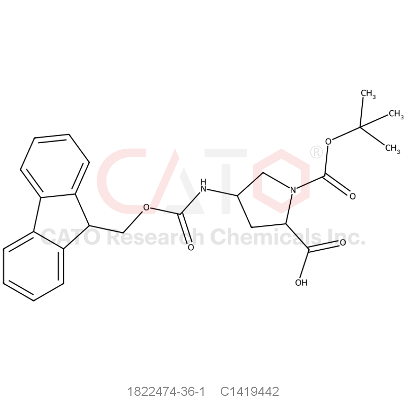 CAS No.:1822474-36-1,4-((((9H-Fluoren-9-yl)methoxy)carbonyl)amino)-1-(tert-butoxycarbonyl)pyrrolidine-2-carboxylic acid