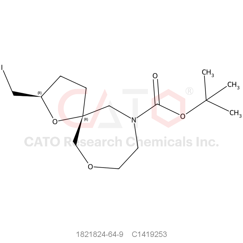 CAS No.:1821824-64-9,(2R,5R)-Tert-butyl 2-(iodomethyl)-1,7-dioxa-10-azaspiro[4.6]undecane-10-carboxylate