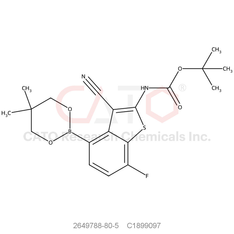 CAS No.:2649788-80-5,tert-Butyl (3-cyano-4-(5,5-dimethyl-1,3,2-dioxaborinan-2-yl)-7-fluorobenzo[b]thiophen-2-yl)carbamate