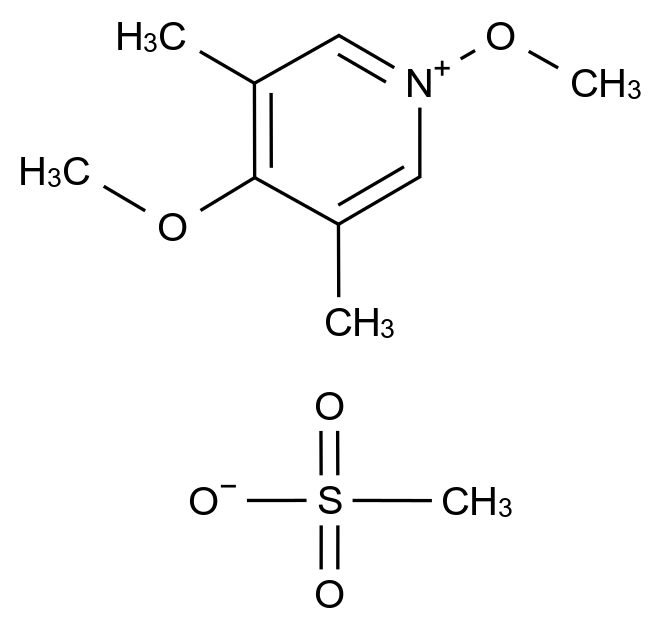 1,4-二甲氧基-3,5-二甲基吡啶-1-甲烷磺酸盐 1,4-dimethoxy-3,5-dimethylpyridin-1-ium methanesulfonate CAS 138683-10-0 结构式 Chemical Structure