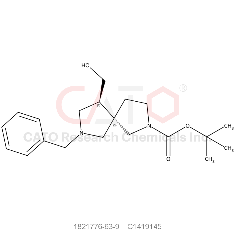 CAS No.:1821776-63-9,Racemic-(5S,9S)-Tert-Butyl 7-Benzyl-9-(Hydroxymethyl)-2,7-Diazaspiro[4.4]Nonane-2-Carboxylate
