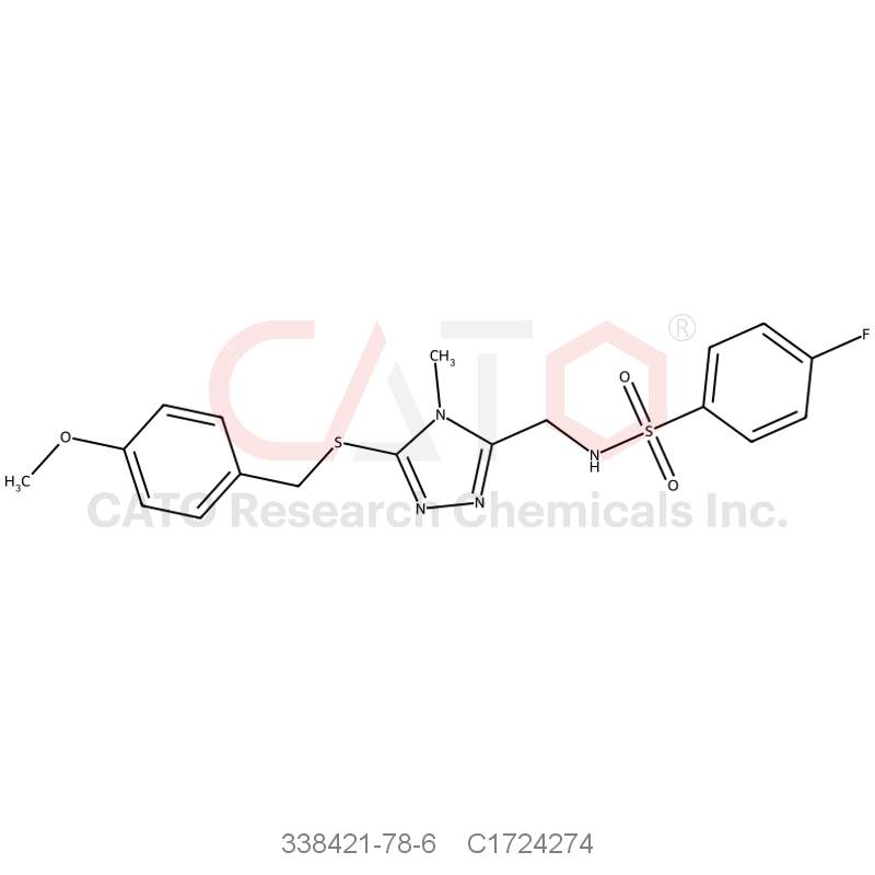 CAS No.:338421-78-6,4-Fluoro-N-((5-((4-methoxybenzyl)thio)-4-methyl-4H-1,2,4-triazol-3-yl)methyl)benzenesulfonamide