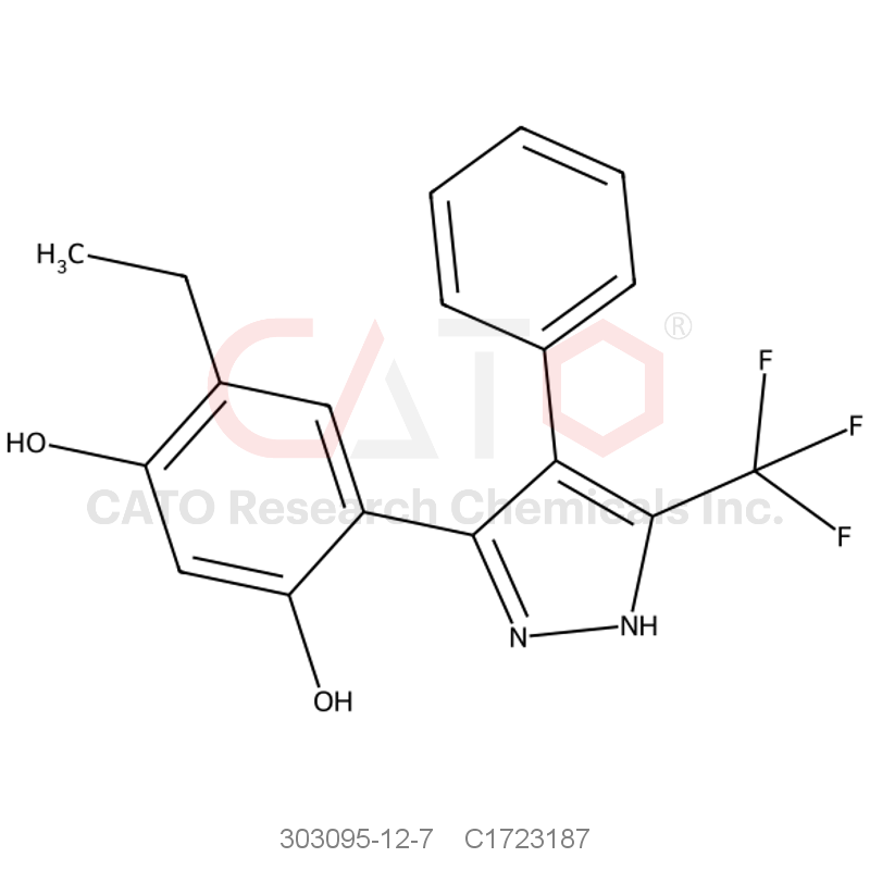 CAS No.:303095-12-7,4-Ethyl-6-(4-phenyl-5-(trifluoromethyl)-1H-pyrazol-3-yl)benzene-1,3-diol
