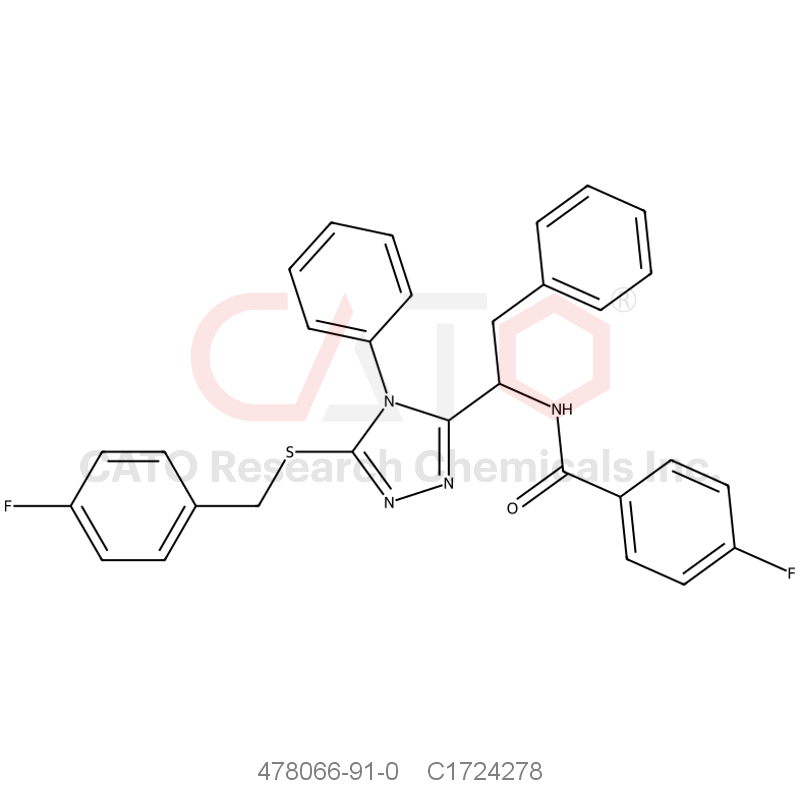 CAS No.:478066-91-0,4-Fluoro-N-(1-(5-((4-fluorobenzyl)thio)-4-phenyl-4H-1,2,4-triazol-3-yl)-2-phenylethyl)benzamide