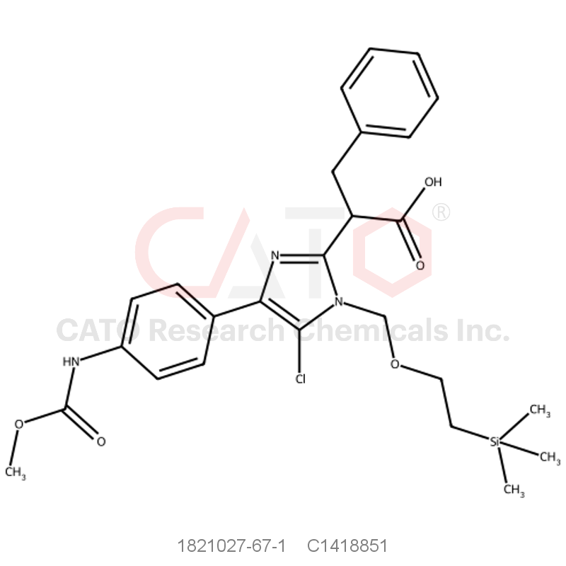 CAS No.:1821027-67-1,2-(5-Chloro-4-(4-((methoxycarbonyl)amino)phenyl)-1-((2-(trimethylsilyl)ethoxy)methyl)-1H-imidazol-2-yl)-3-phenylpropanoic acid