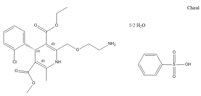 苯磺酸左旋氨氯地平半五水合物 Levamlodipine Besylate Hemipentahydrate CAS 884648-62-8 结构式 Chemical Structure