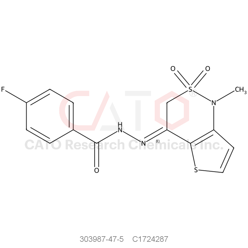 CAS No.:303987-47-5,4-Fluoro-N'-(1-methyl-2,2-dioxido-1H-thieno[3,2-c][1,2]thiazin-4(3H)-ylidene)benzohydrazide